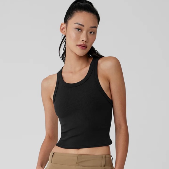 NWOT Alo Goddess Ribbed Go-To Tank in Black Size Small - Picture 1 of 2